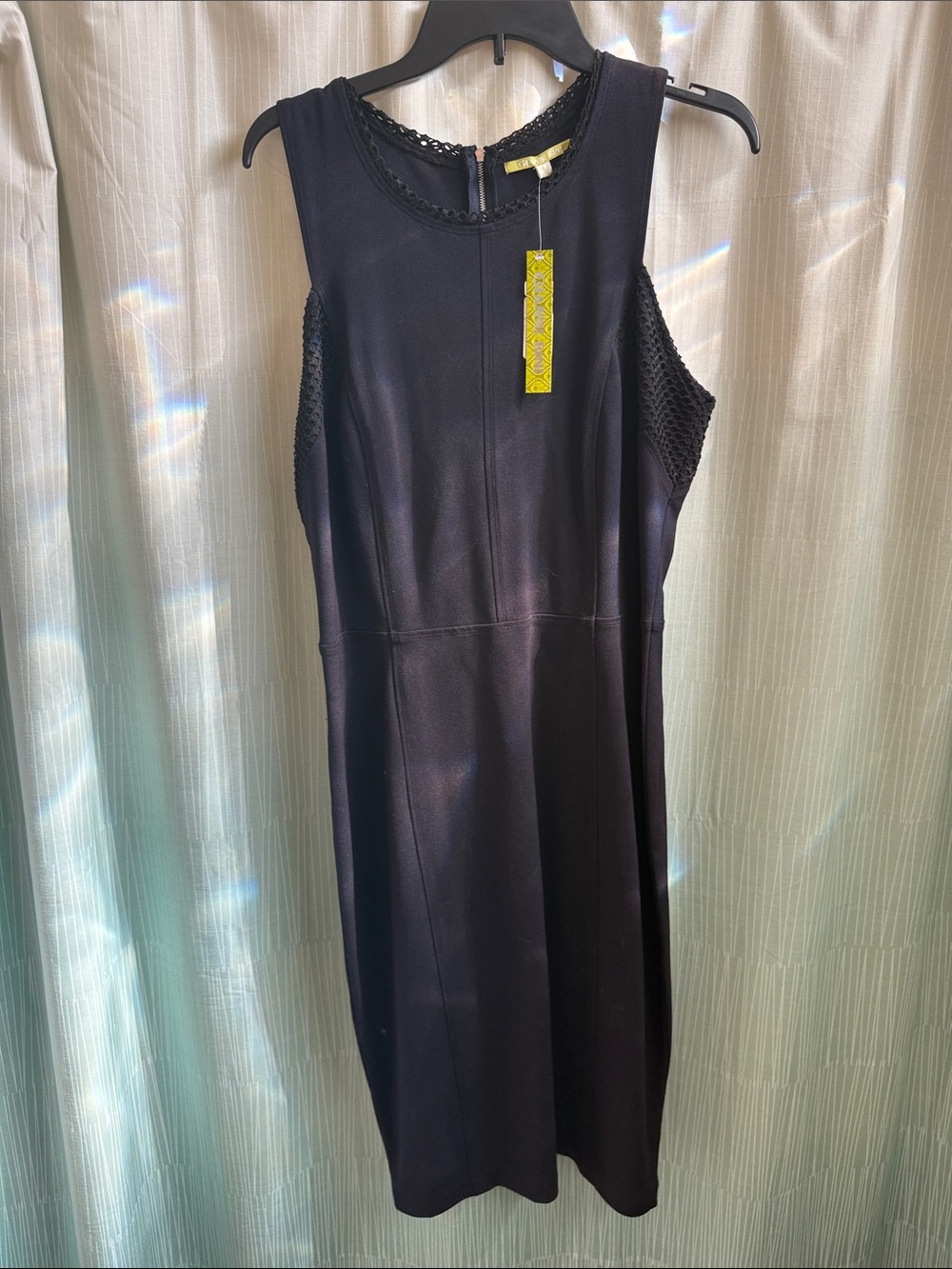 Gianni Bini Black Crochet-Trim Sleeveless Midi Dress